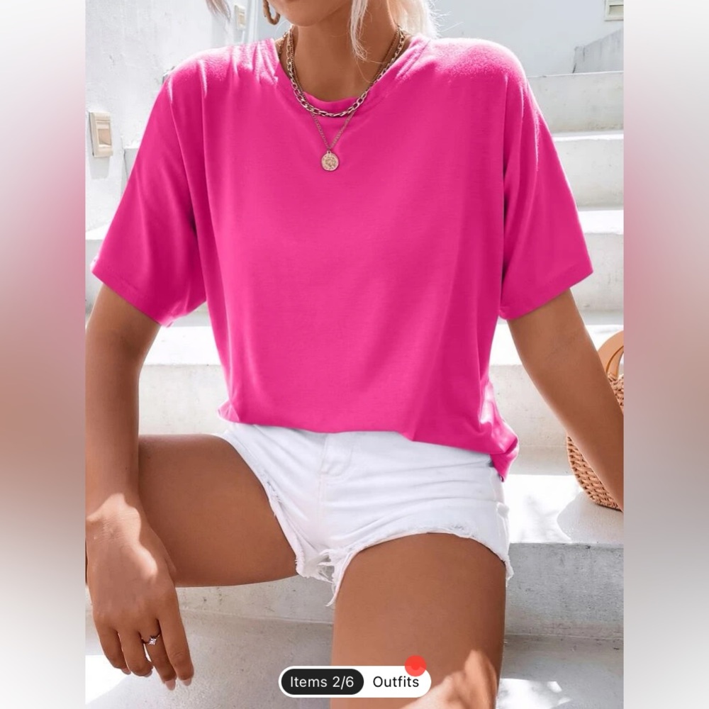 Hot PinkTwist tie back Batwing sleeve tee